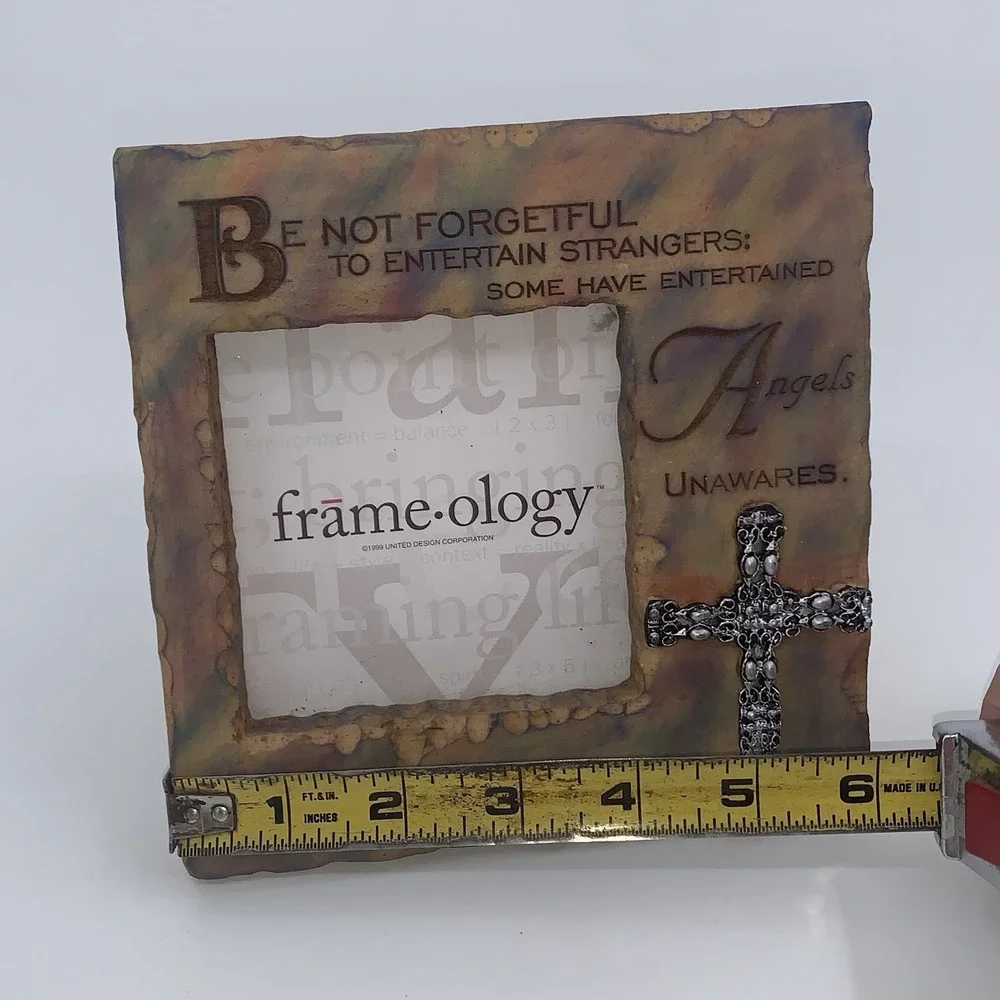 Vintage Faux Stone Frameology Picture Frame Scripture Cross For 3x3